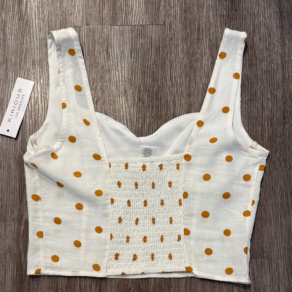 Stylish White and Orange Polka Dot Skirt Set - Picture 9 of 10